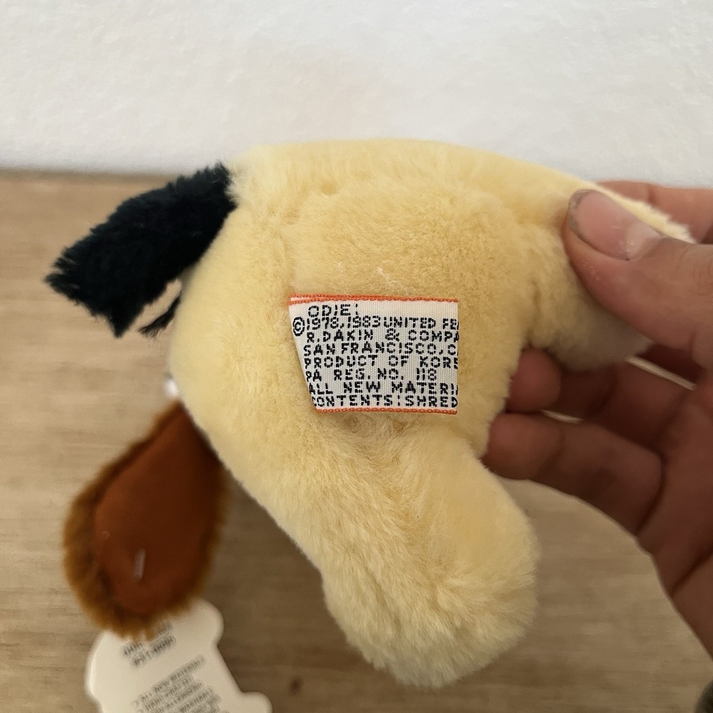 Vintage 1983 Dakin Garfield Odie Puppy Dog Stuffed Animal Plush Dummy Cap 7" NWT - Picture 6 of 9